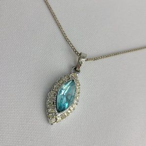 Silver & Blue Rhinestone Choker Necklace